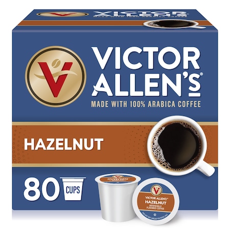 Victor Allen Victor Allen's Coffee Hazelnut, Medium Roast, 80 count, Single Serve Coffee Pods for Keurig K-Cup Brewers, PK80 FG014609RV